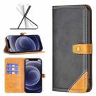 For iPhone 12 mini Color Matching Double Sewing Thread Leather Case (Black) - 1