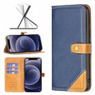 For iPhone 12 mini Color Matching Double Sewing Thread Leather Case (Blue) - 1