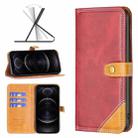 For iPhone 12 / 12 Pro Color Matching Double Sewing Thread Leather Case(Red) - 1