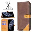 For iPhone 11 Pro Color Matching Double Sewing Thread Leather Case (Brown) - 1