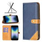 For iPhone SE 2022 / SE 2020 / 8 / 7 Color Matching Double Sewing Thread Leather Case(Blue) - 1