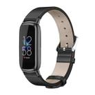 For Fitbit Luxe Mijobs Genuine Leather Watch Band(Black) - 1