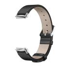 For Fitbit Luxe Mijobs Genuine Leather Watch Band(Black+Silver) - 1
