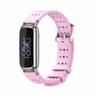 For Fitbit Luxe Mijobs Breathable Silicone Watch Band(Pink+Silver) - 1