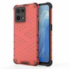 For OPPO Reno7 4G Shockproof Honeycomb PC + TPU Phone Case(Red) - 1