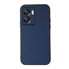 For OPPO A57 5G Accurate Hole Carbon Fiber Texture PU Phone Case(Blue) - 1