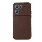 For OPPO K10 5G Accurate Hole Carbon Fiber Texture PU Phone Case(Brown) - 1