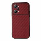 For OPPO K10 Pro 5G Accurate Hole Carbon Fiber Texture PU Phone Case(Red) - 1