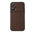 For OPPO K10 Pro 5G Accurate Hole Carbon Fiber Texture PU Phone Case(Brown) - 1