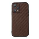 For OPPO Realme 9 Pro Accurate Hole Carbon Fiber Texture PU Phone Case(Brown) - 1