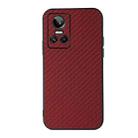 For OPPO Realme GT Neo 3 Accurate Hole Carbon Fiber Texture PU Phone Case(Red) - 1