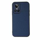 For OPPO Realme GT Neo 3 Accurate Hole Carbon Fiber Texture PU Phone Case(Blue) - 1