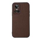 For OPPO Realme GT Neo 3 Accurate Hole Carbon Fiber Texture PU Phone Case(Brown) - 1
