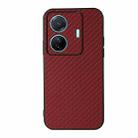 For vivo S15e Accurate Hole Carbon Fiber Texture PU Phone Case(Red) - 1