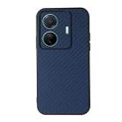 For vivo S15e Accurate Hole Carbon Fiber Texture PU Phone Case(Blue) - 1