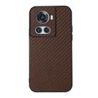 For OnePlus Ace Accurate Hole Carbon Fiber Texture PU Phone Case(Brown) - 1