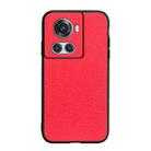 For OnePlus Ace Accurate Hole Genuine Leather Phone Case(Red) - 1