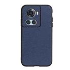 For OnePlus Ace Accurate Hole Genuine Leather Phone Case(Blue) - 1