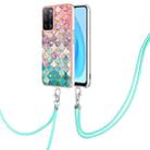 For OPPO A53s 5G / A55 5G Electroplating IMD TPU Phone Case with Lanyard(Colorful Scales) - 1