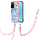 For OPPO A53s 5G / A55 5G Electroplating IMD TPU Phone Case with Lanyard(Blue Marble) - 1