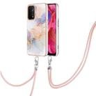 For OPPO A74 5G / A93 5G Electroplating IMD TPU Phone Case with Lanyard(White Marble) - 1