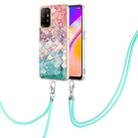 For OPPO A94 5G / A95 5G Electroplating IMD TPU Phone Case with Lanyard(Colorful Scales) - 1