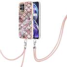 For OPPO Realme 8i Electroplating IMD TPU Phone Case with Lanyard(Pink Scales) - 1