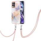 For OPPO Realme 8i Electroplating IMD TPU Phone Case with Lanyard(White Marble) - 1