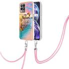 For OPPO Realme 8i Electroplating IMD TPU Phone Case with Lanyard(Dream Butterfly) - 1