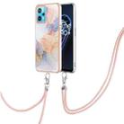 For OPPO Realme 9 Pro+ 5G Electroplating IMD TPU Phone Case with Lanyard(White Marble) - 1