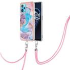 For OPPO Realme 9 Pro+ 5G Electroplating IMD TPU Phone Case with Lanyard(Blue Marble) - 1