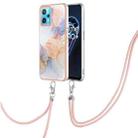 For OPPO Realme 9 Pro 5G Electroplating IMD TPU Phone Case with Lanyard(White Marble) - 1