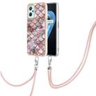 For OPPO Realme 9i / A36 / A96 4G Electroplating IMD TPU Phone Case with Lanyard(Pink Scales) - 1