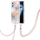 For OPPO Realme 9i / A36 / A96 4G Electroplating IMD TPU Phone Case with Lanyard(White Marble) - 1