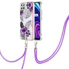 For OPPO Realme C21Y / C25Y Electroplating IMD TPU Phone Case with Lanyard(Purple Flower) - 1