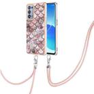 For OPPO Reno6 Pro+ 5G / Reno6 Pro Electroplating IMD TPU Phone Case with Lanyard(Pink Scales) - 1