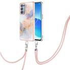 For OPPO Reno6 Pro+ 5G / Reno6 Pro Electroplating IMD TPU Phone Case with Lanyard(White Marble) - 1