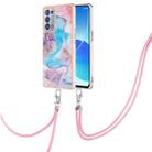 For OPPO Reno6 Pro+ 5G / Reno6 Pro Electroplating IMD TPU Phone Case with Lanyard(Blue Marble) - 1