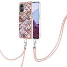 For OnePlus N20 5G Electroplating IMD TPU Phone Case with Lanyard(Pink Scales) - 1