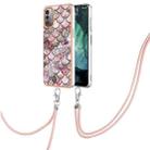 For Nokia G21 / G11 Electroplating IMD TPU Phone Case with Lanyard(Pink Scales) - 1