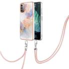 For Nokia G21 / G11 Electroplating IMD TPU Phone Case with Lanyard(White Marble) - 1