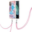 For Nokia G21 / G11 Electroplating IMD TPU Phone Case with Lanyard(Blue Marble) - 1