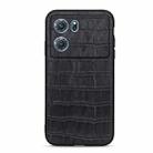 For OPPO K10 5G Accurate Hole Crocodile Texture Genuine Leather Phone Case(Black) - 1