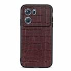 For OPPO K10 5G Accurate Hole Crocodile Texture Genuine Leather Phone Case(Brown) - 1