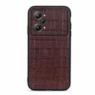 For OPPO K10 Pro 5G Accurate Hole Crocodile Texture Genuine Leather Phone Case(Brown) - 1