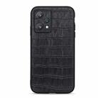 For OPPO Realme 9 Pro Accurate Hole Crocodile Texture Genuine Leather Phone Case(Black) - 1