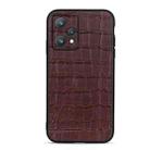 For OPPO Realme 9 Pro Accurate Hole Crocodile Texture Genuine Leather Phone Case(Brown) - 1