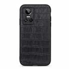 For OPPO Realme GT Neo 3 Accurate Hole Crocodile Texture Genuine Leather Phone Case(Black) - 1