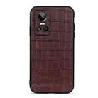 For OPPO Realme GT Neo 3 Accurate Hole Crocodile Texture Genuine Leather Phone Case(Brown) - 1