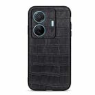 For vivo S15e Accurate Hole Crocodile Texture Genuine Leather Phone Case(Black) - 1